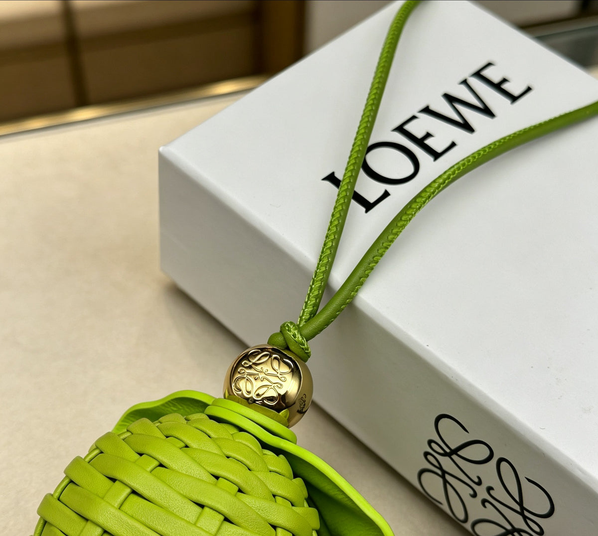 Loewe Lime-Green Woven Fruit Bag Charm - product image 4