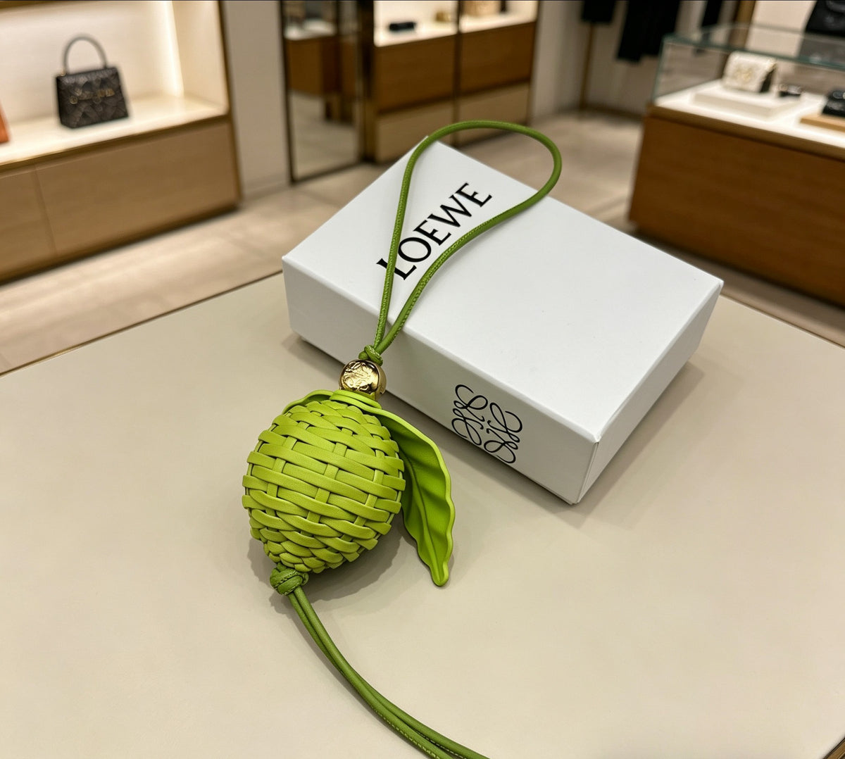 Loewe Lime-Green Woven Fruit Bag Charm - product image 2
