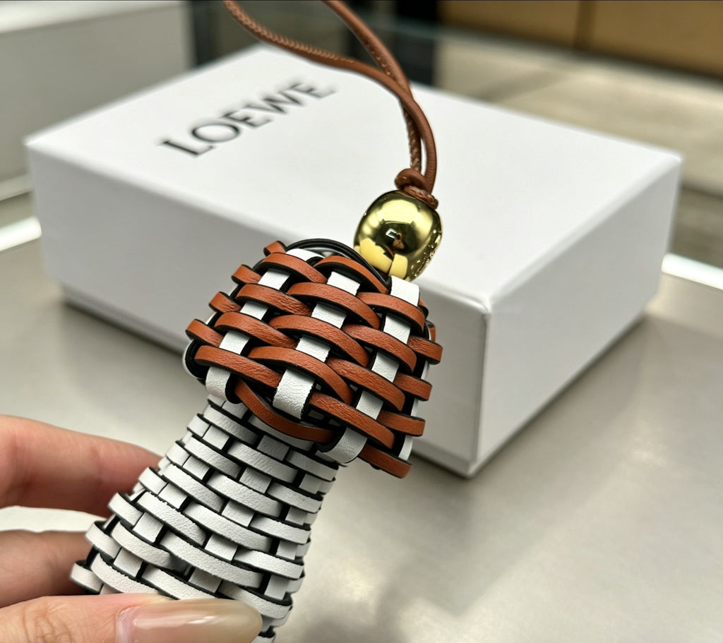 Loewe Woven Brown and White Mushroom Bag Charm - product image 2
