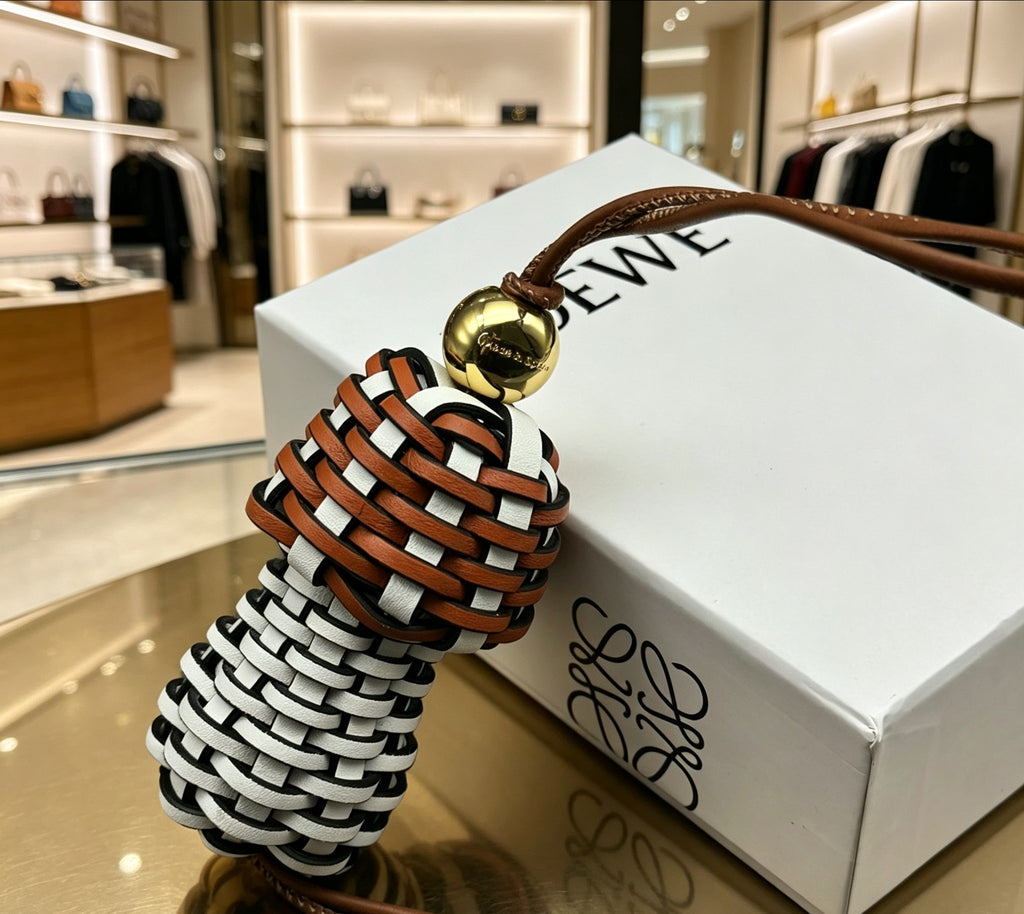 Loewe Woven Brown and White Mushroom Bag Charm - product image 4