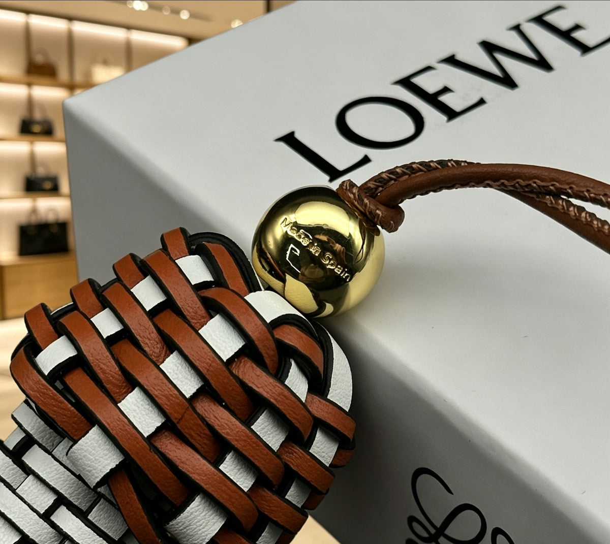 Loewe Woven Brown and White Mushroom Bag Charm - product image 6