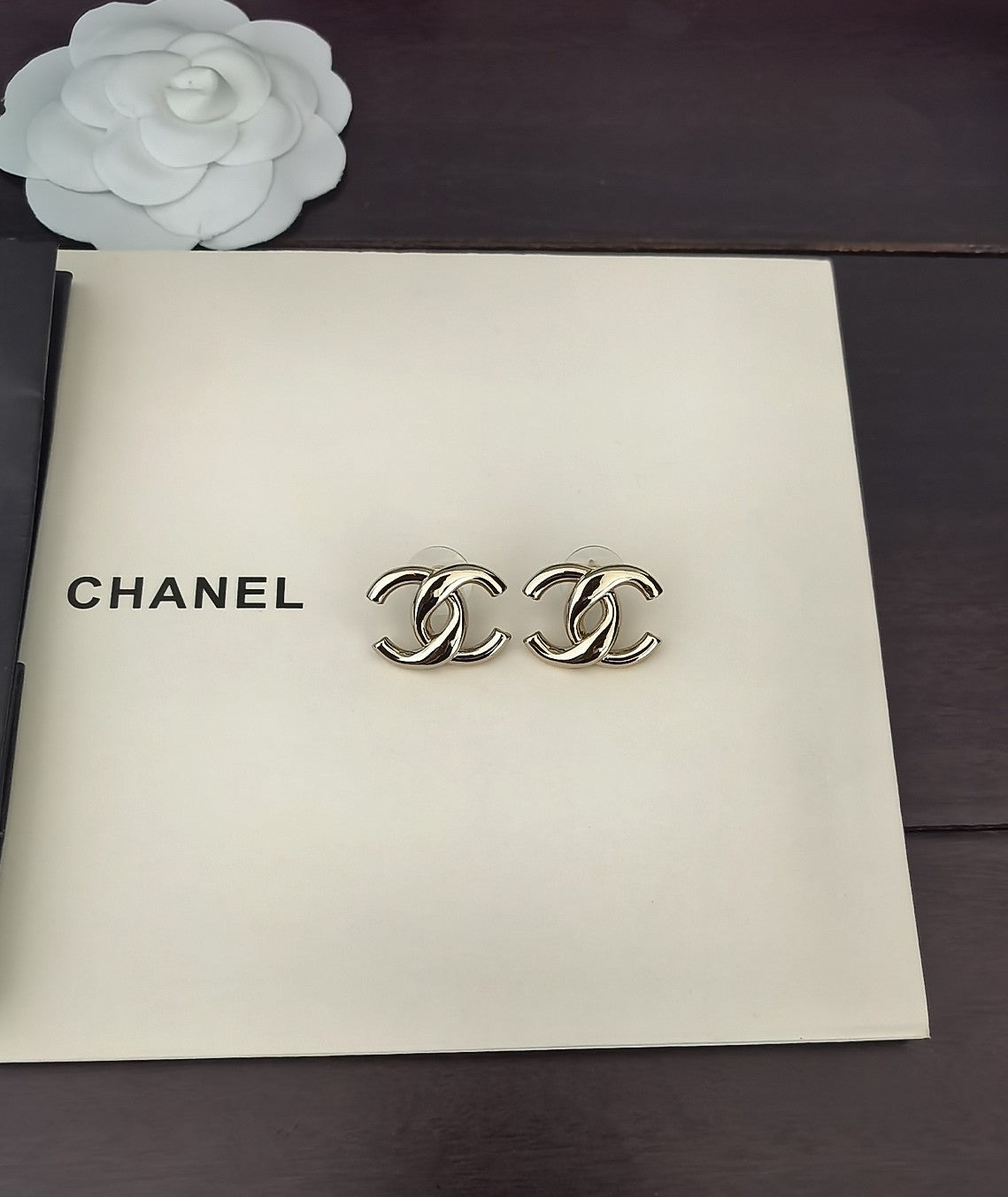 Chanel Gold-Tone Openwork CC Stud Earrings - album image 5