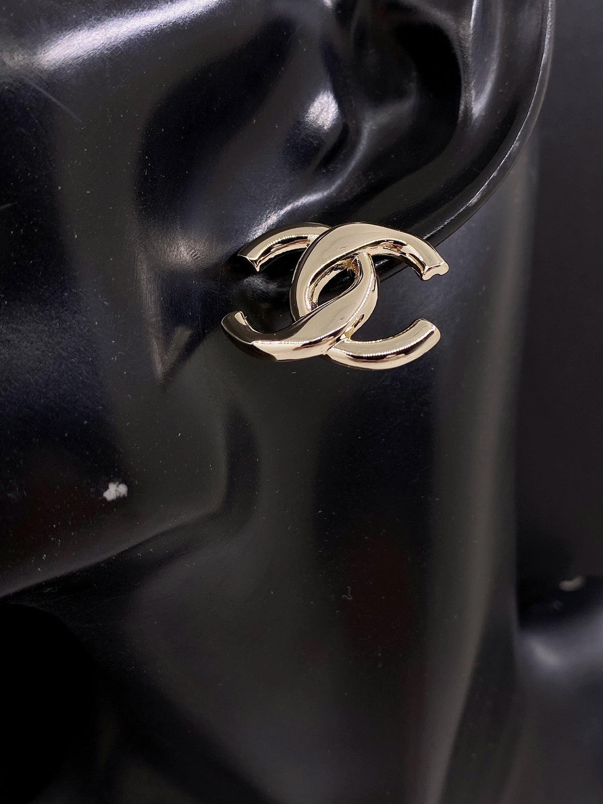 Chanel Gold-Tone Openwork CC Stud Earrings - album image 2