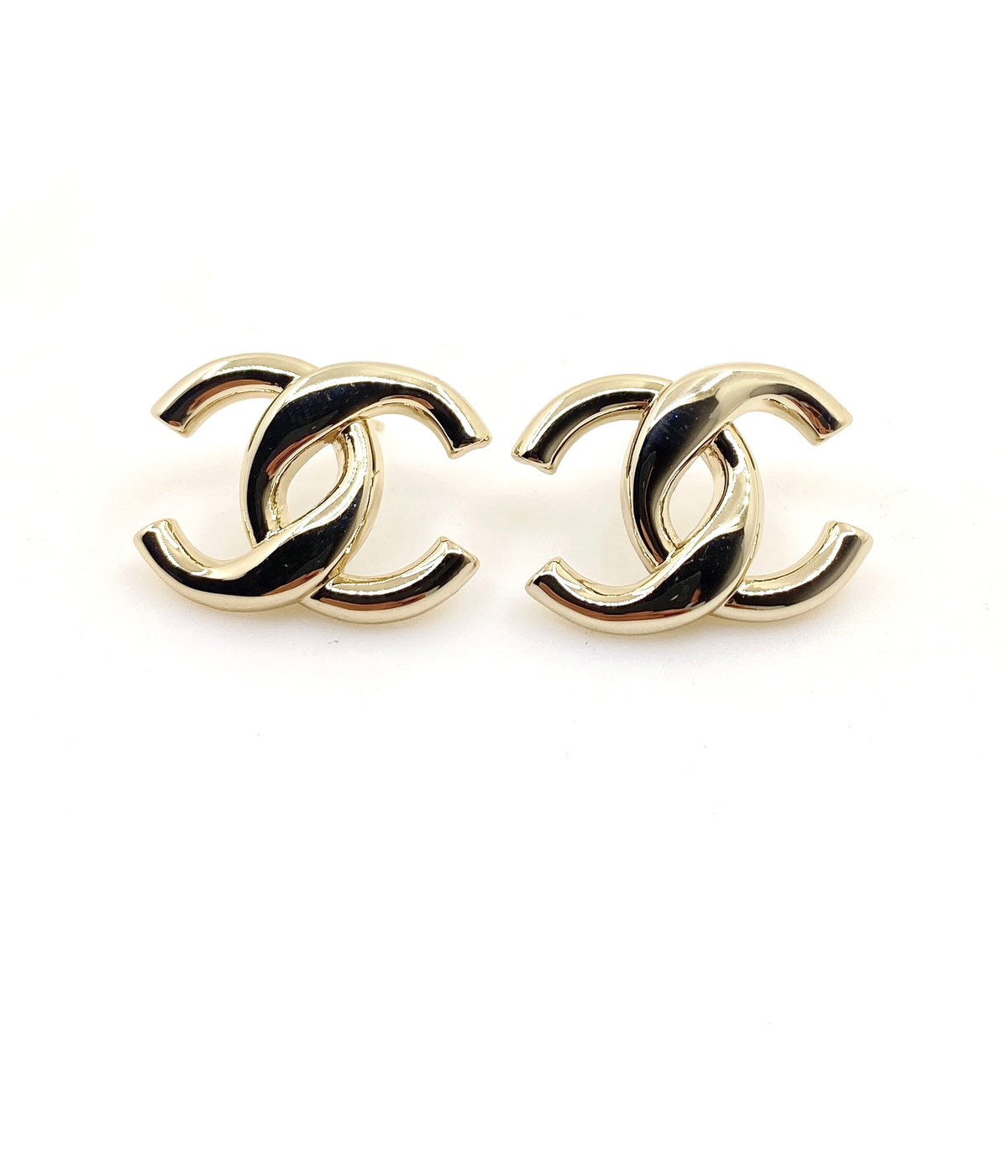 Chanel Gold-Tone Openwork CC Stud Earrings - album image 1