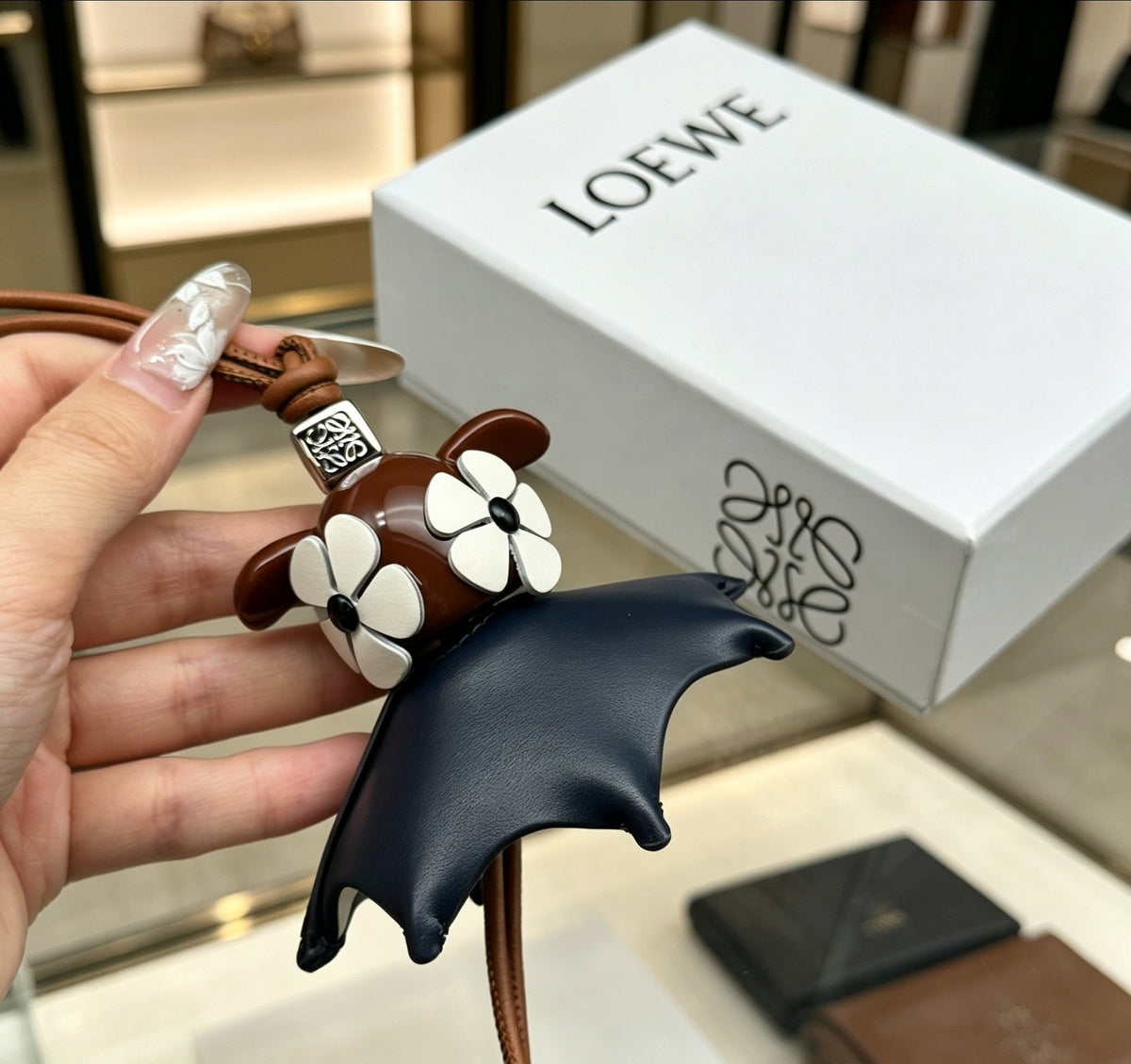 Loewe Brown and Blue Floral Elephant Bag Charm - product image 3