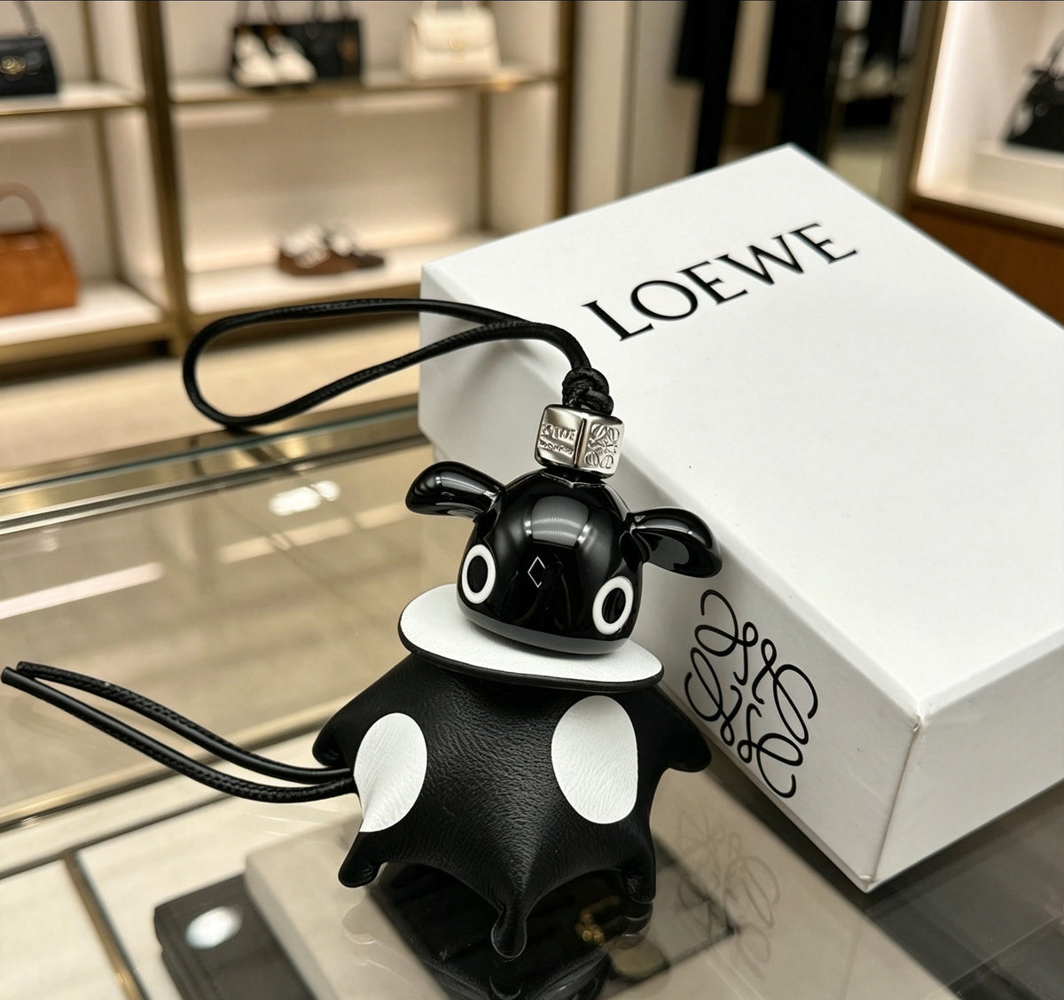 Loewe Black and White Polka-Dot Elephant Bag Charm - product image 1
