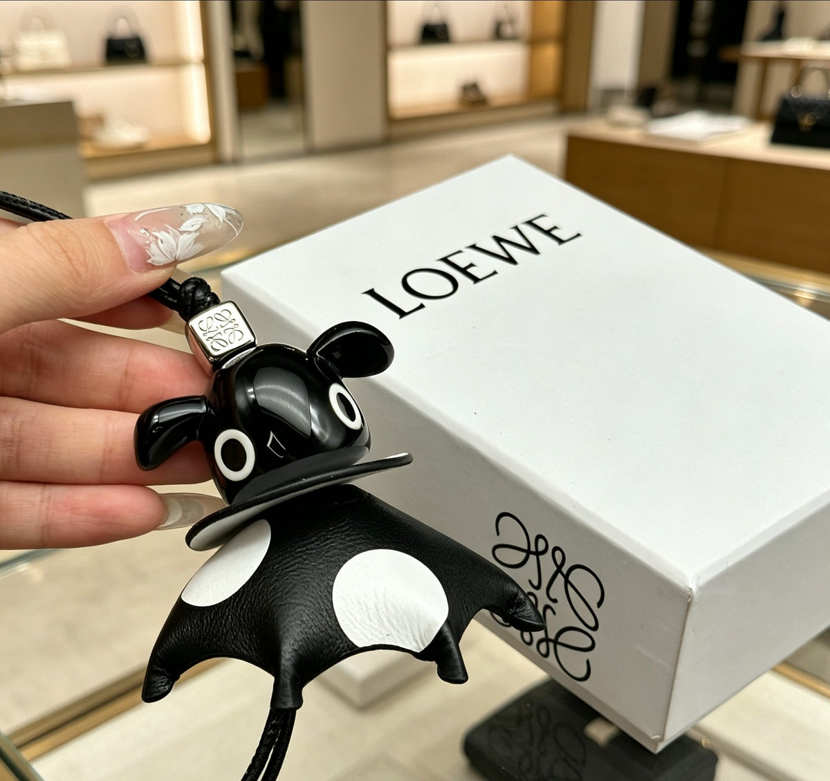 Loewe Black and White Polka-Dot Elephant Bag Charm - product image 3