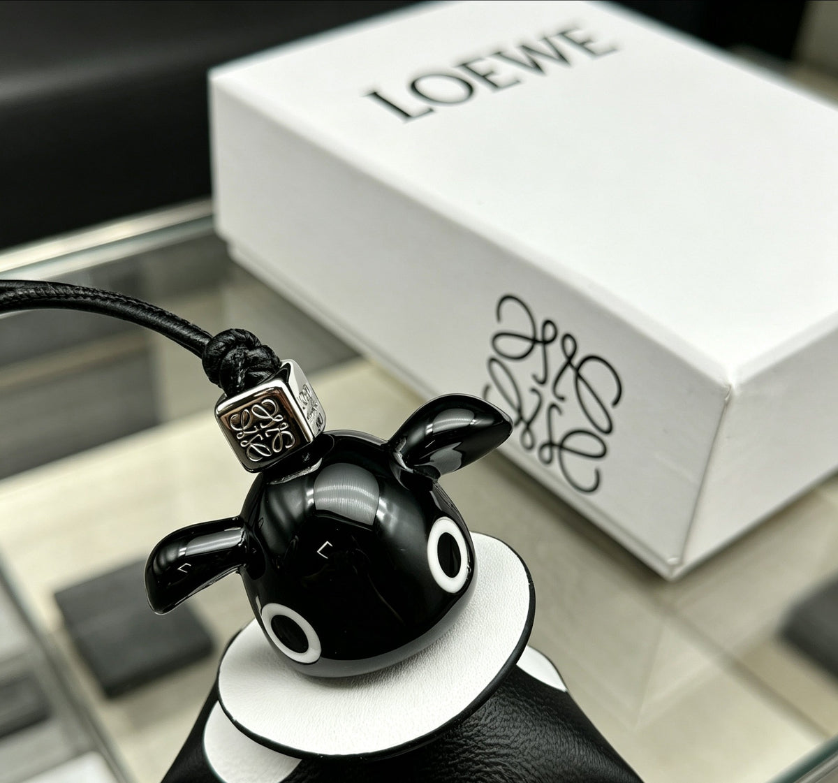 Loewe Black and White Polka-Dot Elephant Bag Charm - product image 4