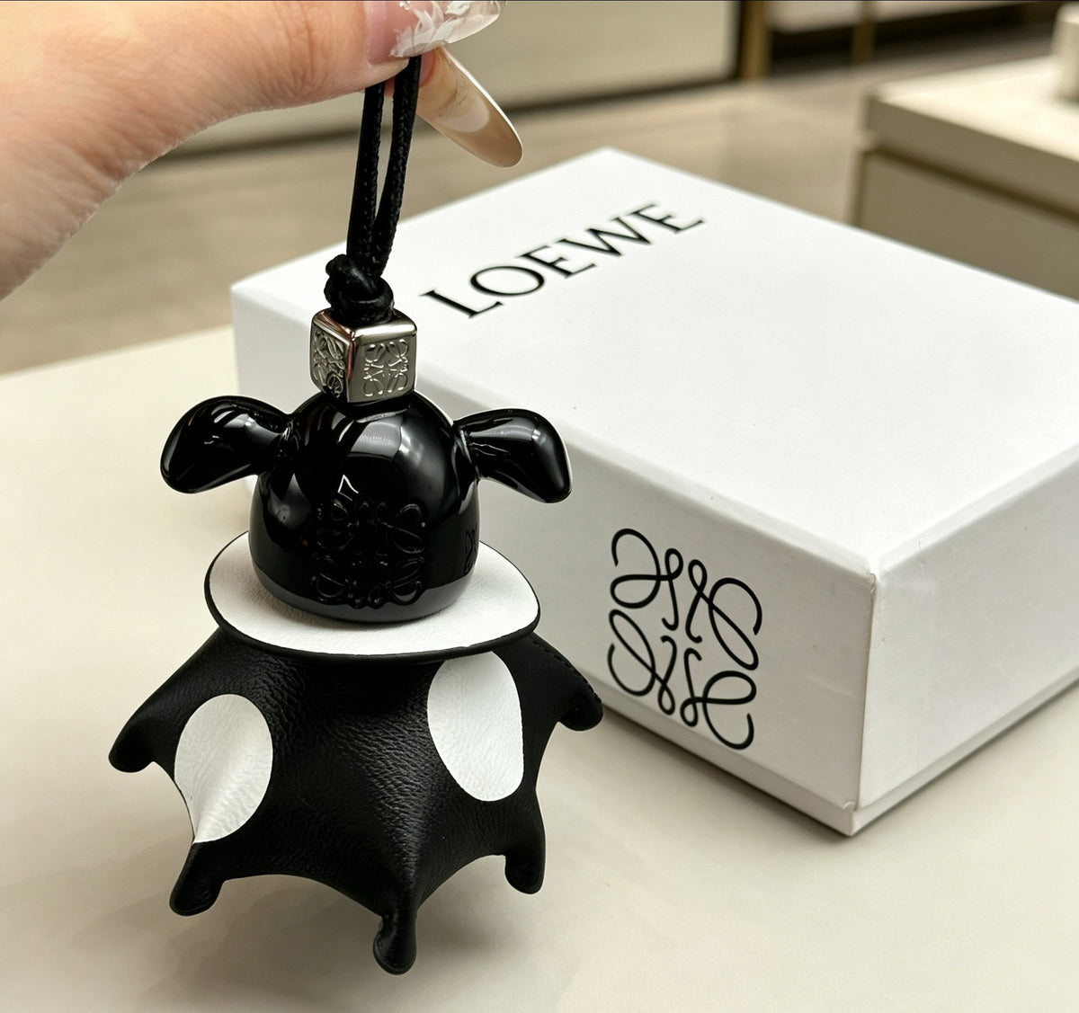 Loewe Black and White Polka-Dot Elephant Bag Charm - product image 5