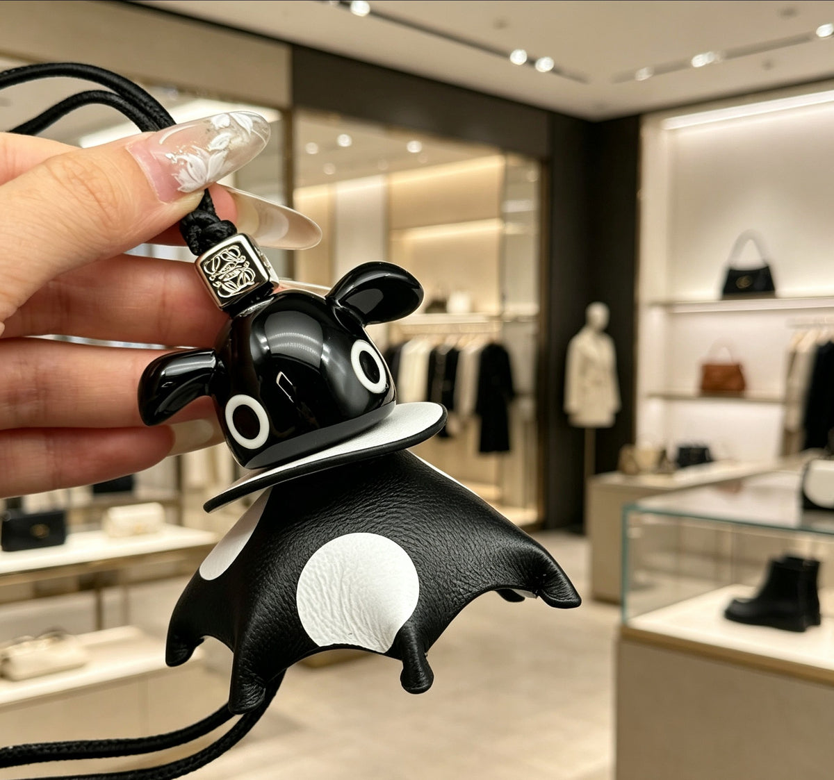 Loewe Black and White Polka-Dot Elephant Bag Charm - product image 2