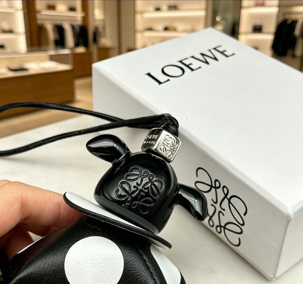 Loewe Black and White Polka-Dot Elephant Bag Charm - product image 6