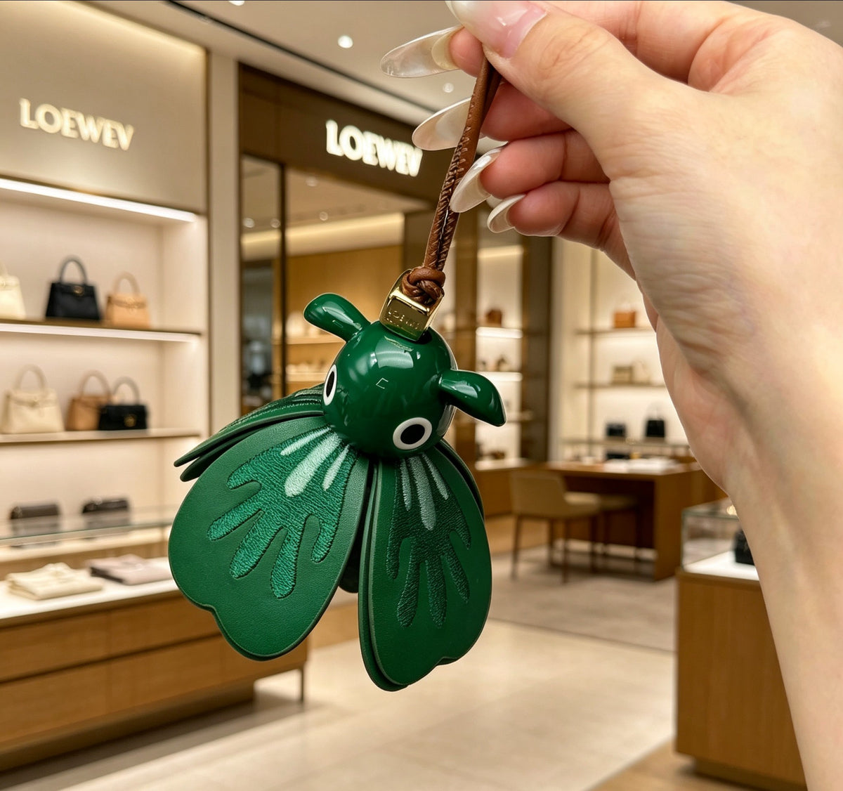 Loewe Forest-Green Leaf Elephant Bag Charm - product image 2