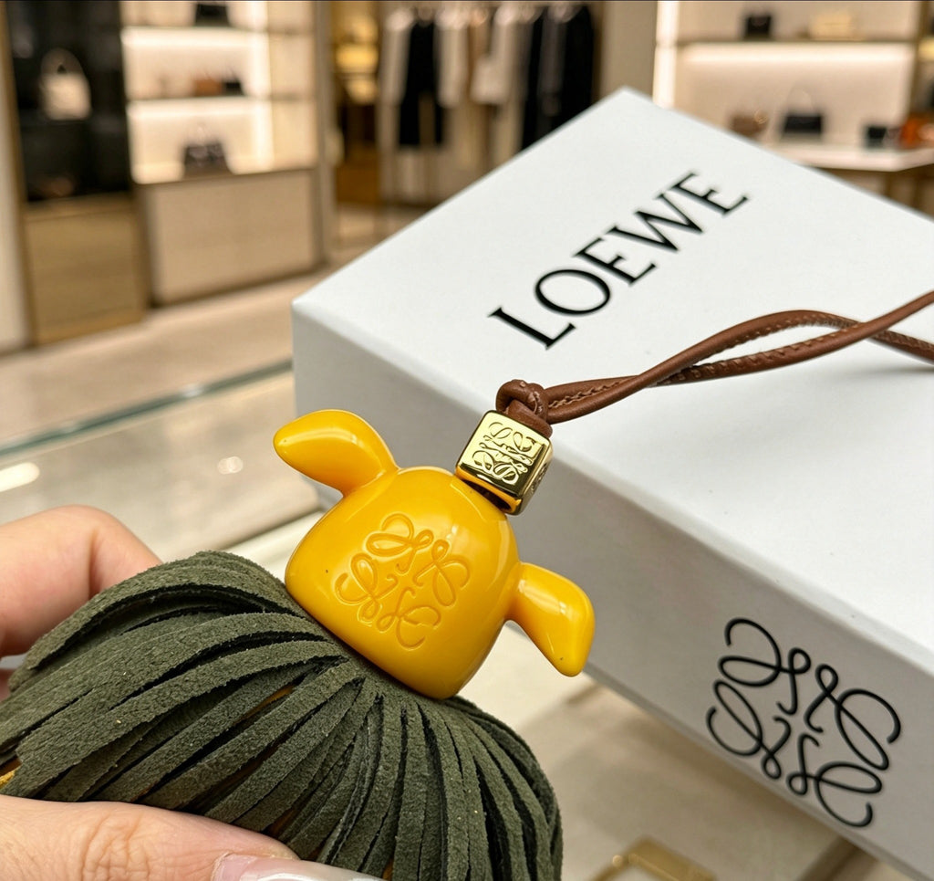 Loewe Yellow and Green Fringe Elephant Bag Charm - product image 4