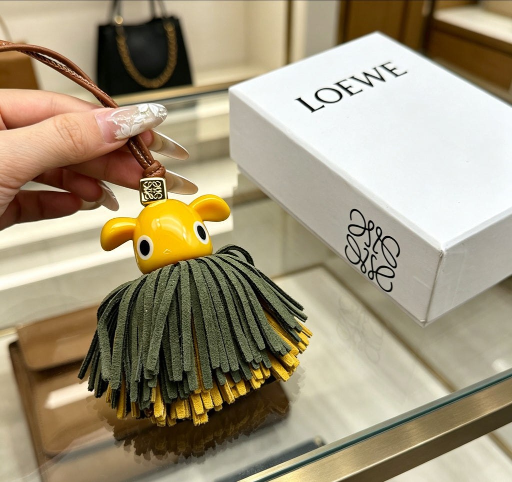 Loewe Yellow and Green Fringe Elephant Bag Charm - product image 1