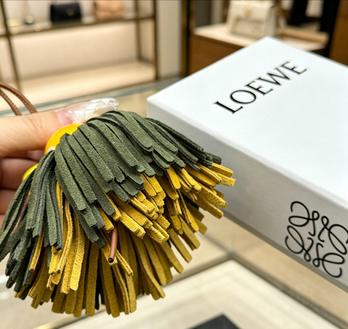 Loewe Yellow and Green Fringe Elephant Bag Charm - product image 5