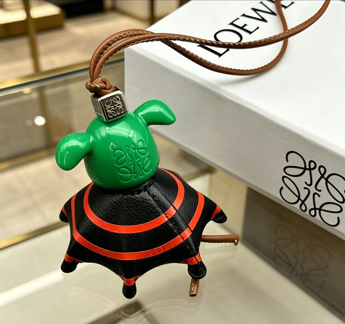 Loewe Green Head Red-Stripe Elephant Bag Charm - product image 4