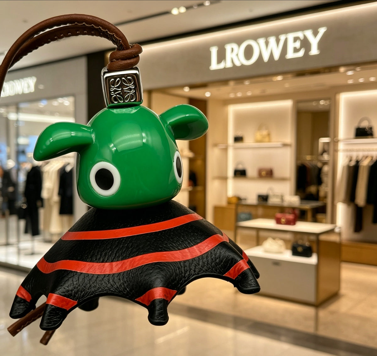 Loewe Green Head Red-Stripe Elephant Bag Charm - product image 3