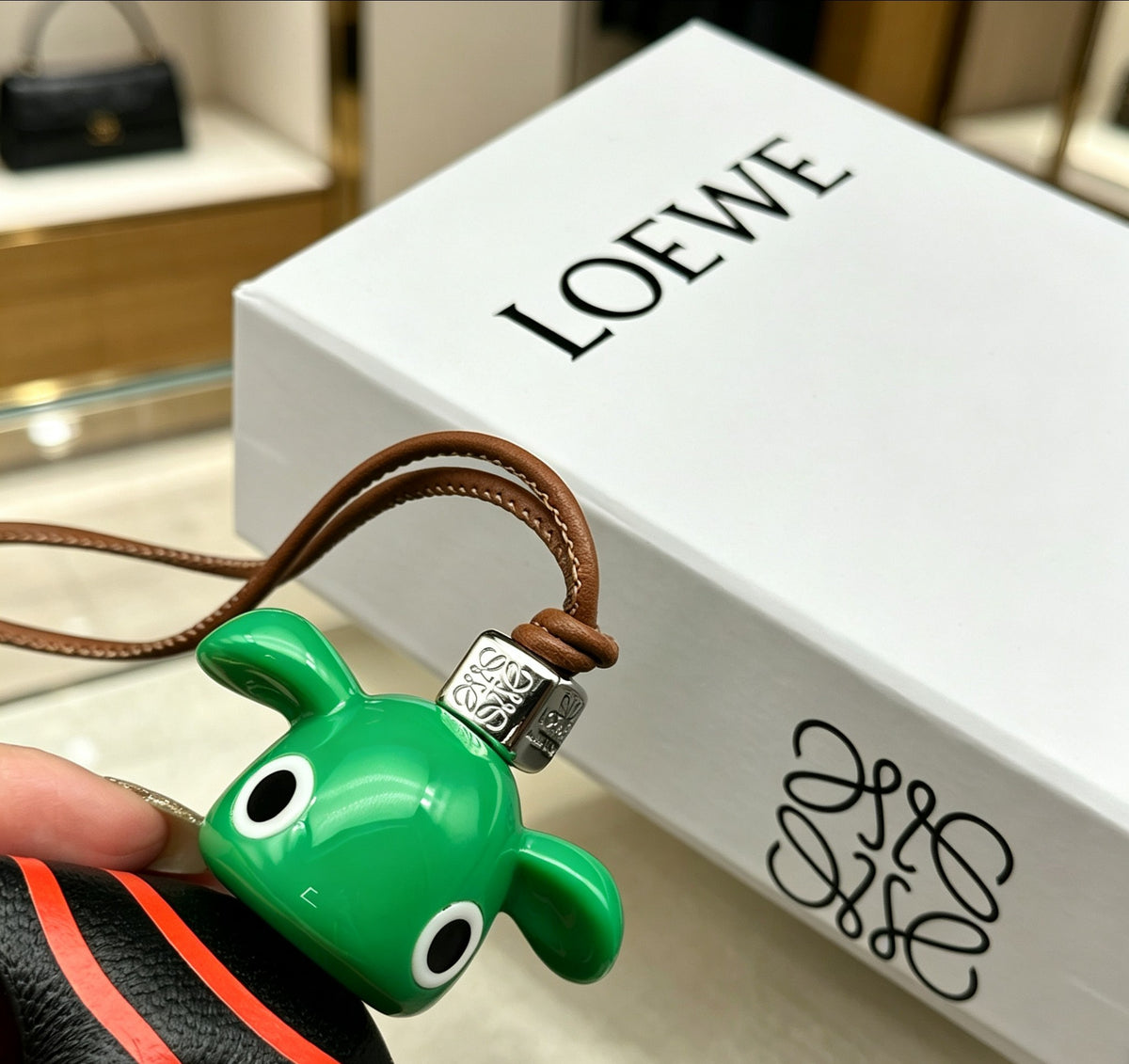 Loewe Green Head Red-Stripe Elephant Bag Charm - product image 5