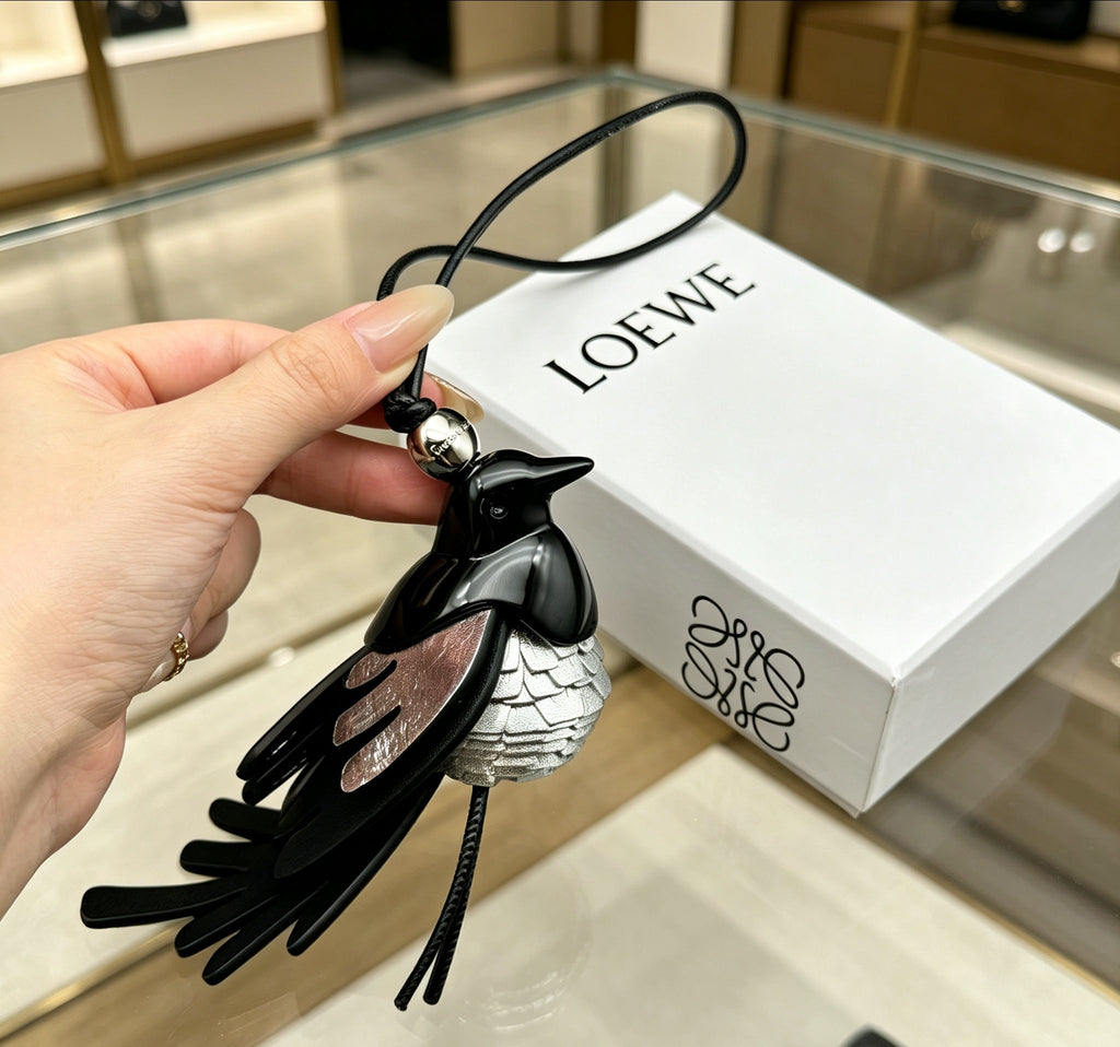 Loewe Black and Silver Magpie Bag Charm - product image 1