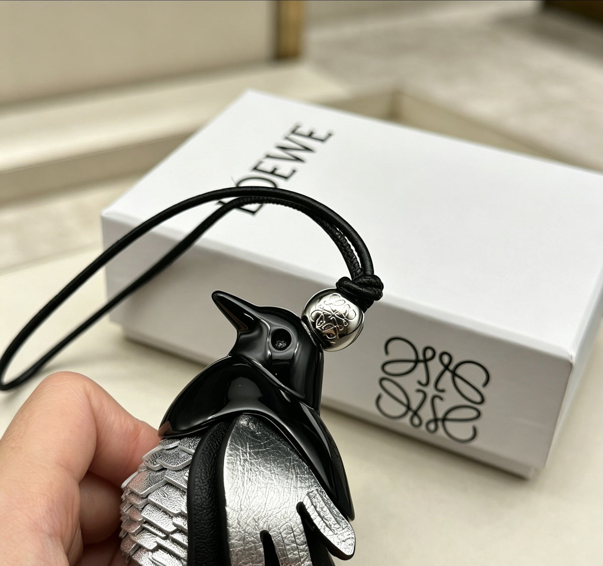 Loewe Black and Silver Magpie Bag Charm - product image 4