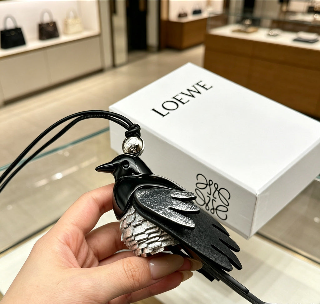 Loewe Black and Silver Magpie Bag Charm - product image 2