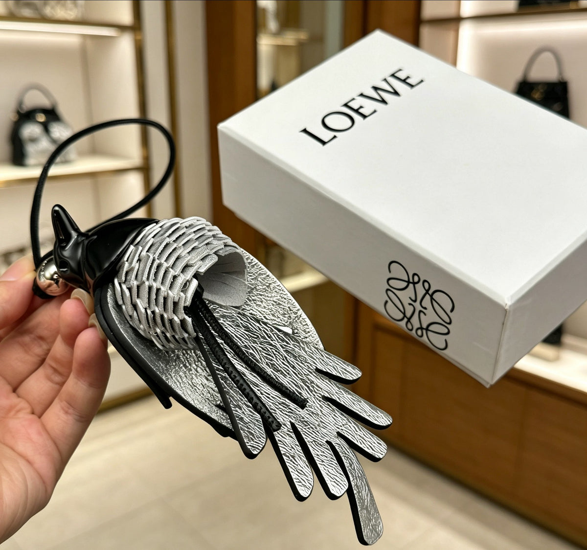 Loewe Black and Silver Magpie Bag Charm - product image 5