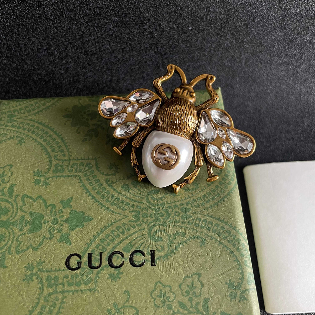 Gucci Gold-Tone Bee and Pearl Brooch - album image 9