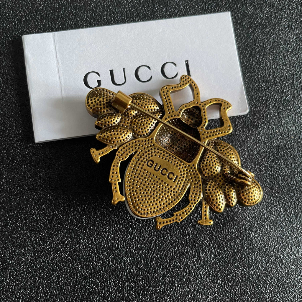 Gucci Gold-Tone Bee and Pearl Brooch - album image 7