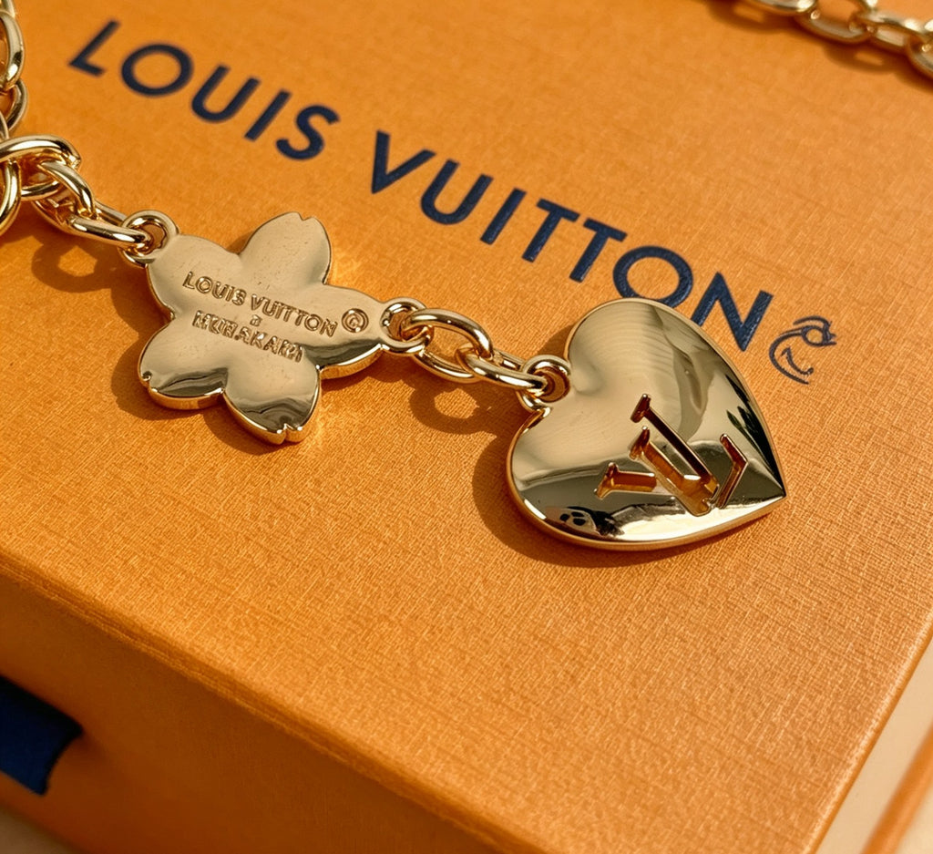 Louis Vuitton Gold-Tone Pink Flower Chain Keychain - album image 6