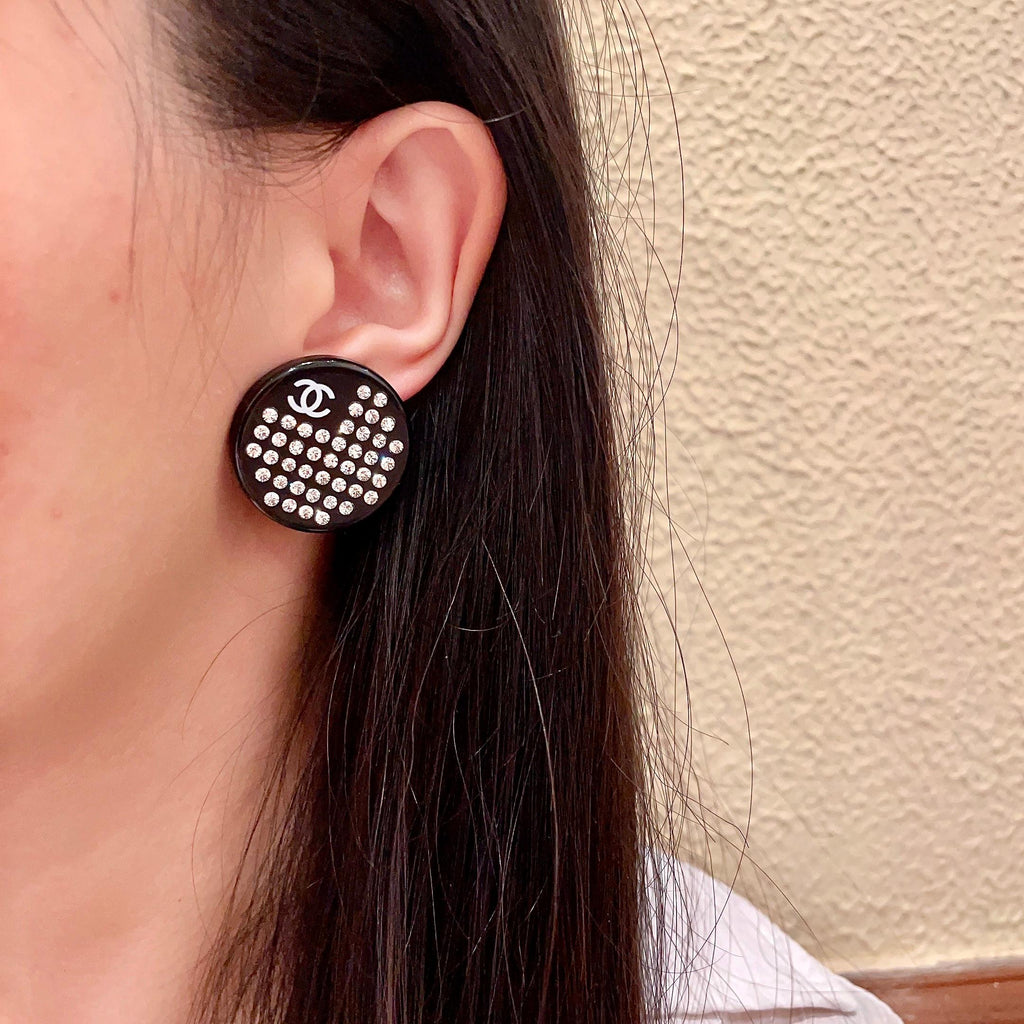 Chanel Interlocking C Crystal Accent Stud Earrings - album image 3