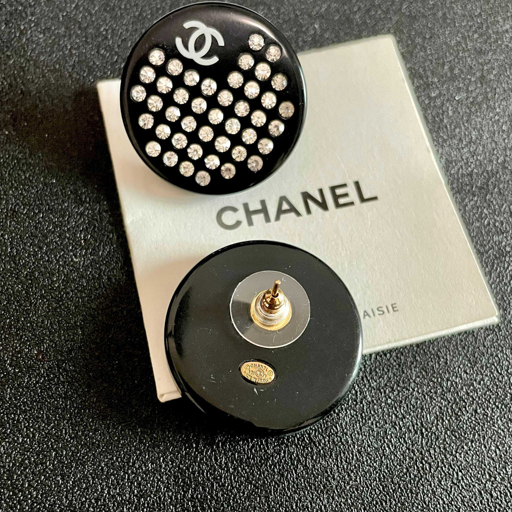 Chanel Interlocking C Crystal Accent Stud Earrings - album image 7
