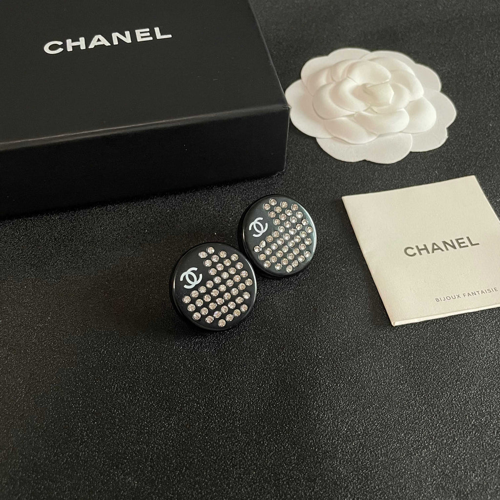 Chanel Interlocking C Crystal Accent Stud Earrings - album image 6