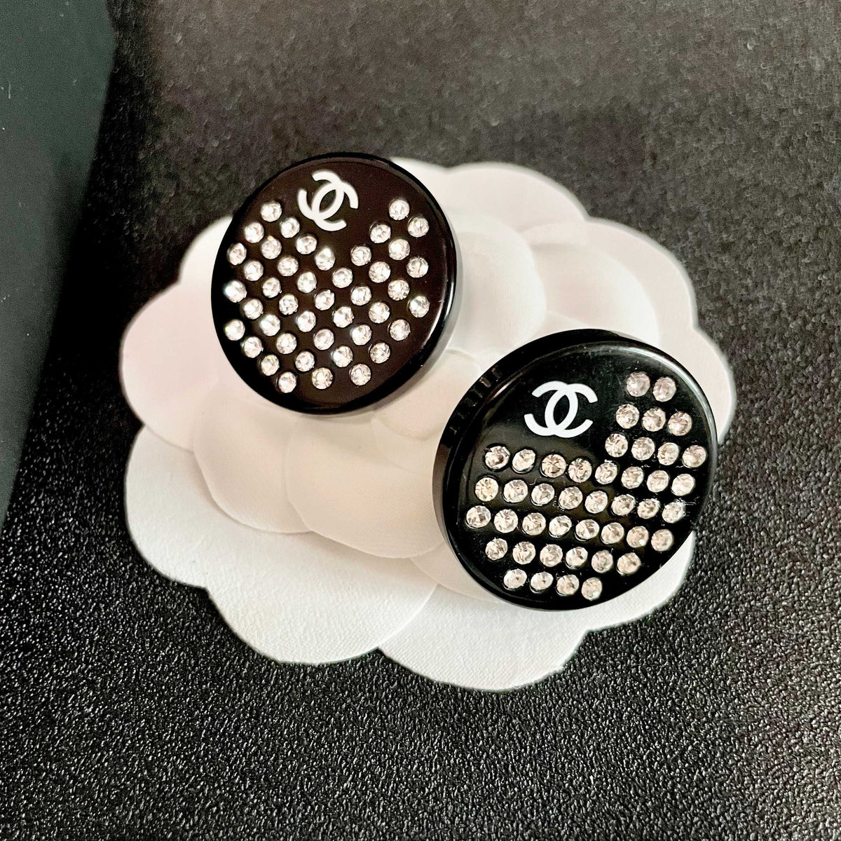 Chanel Interlocking C Crystal Accent Stud Earrings - album image 8