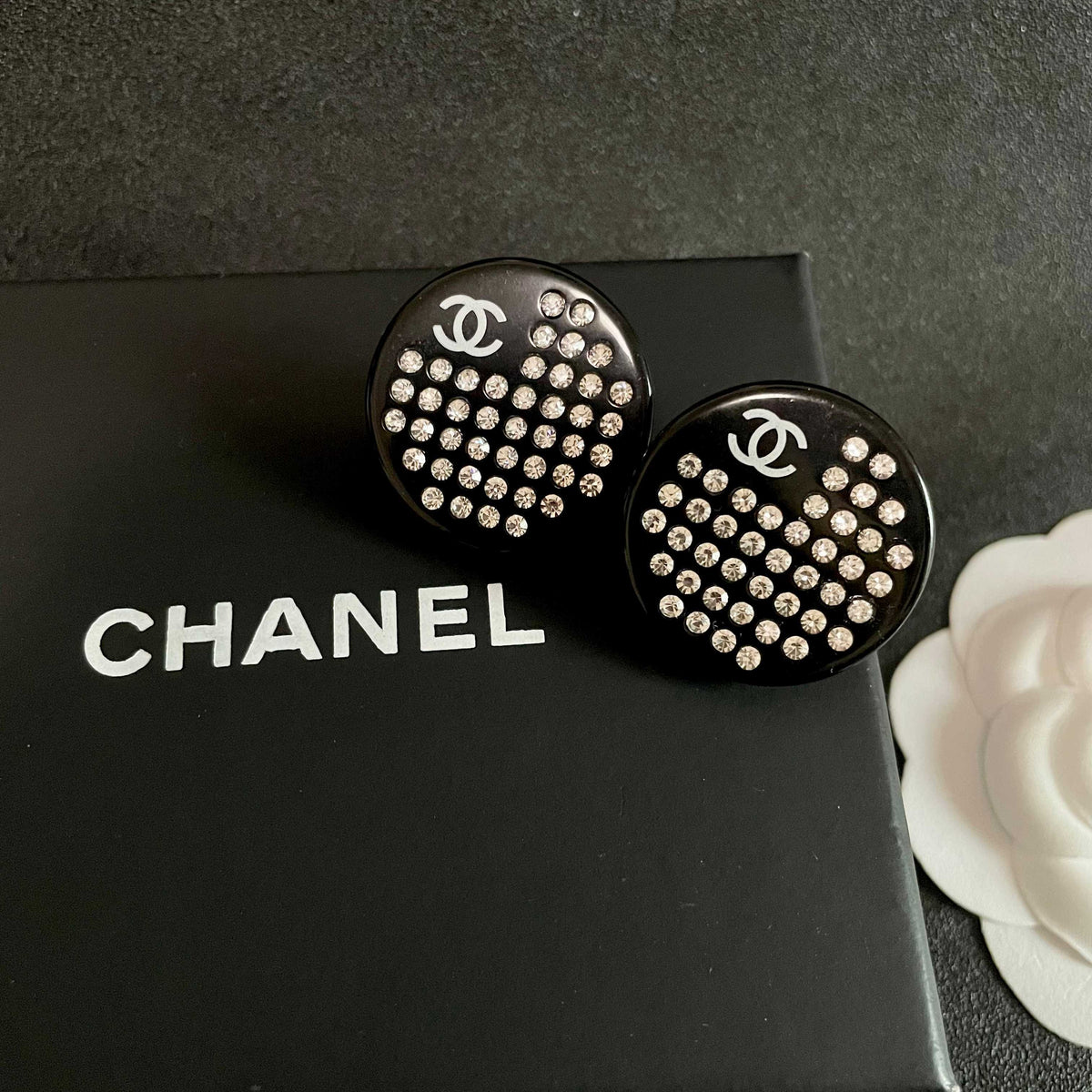Chanel Interlocking C Crystal Accent Stud Earrings - album image 9