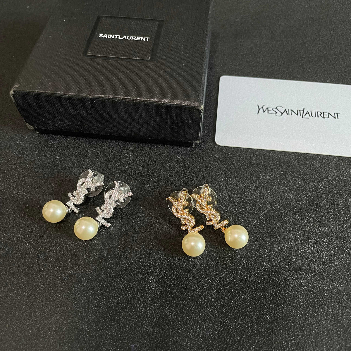 Saint Laurent Silver-Tone Pearl Drop Earrings - album image 10