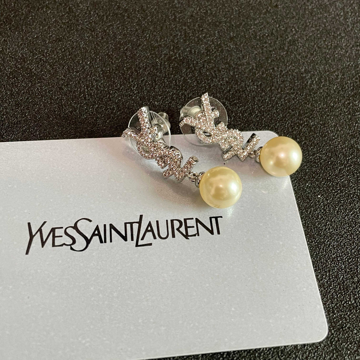 Saint Laurent Silver-Tone Pearl Drop Earrings - album image 8