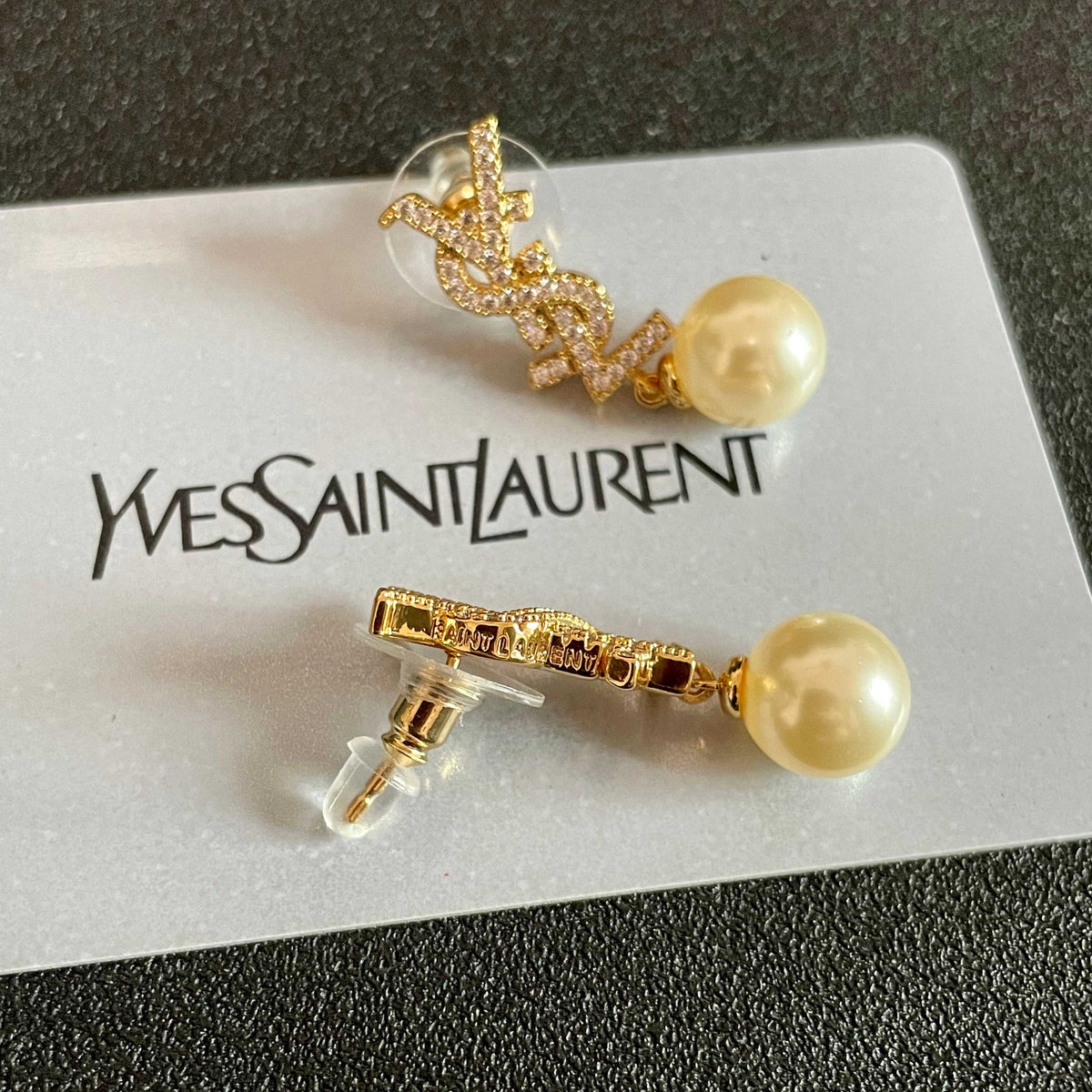 Saint Laurent Gold-Tone Pearl Drop Earrings - album image 7