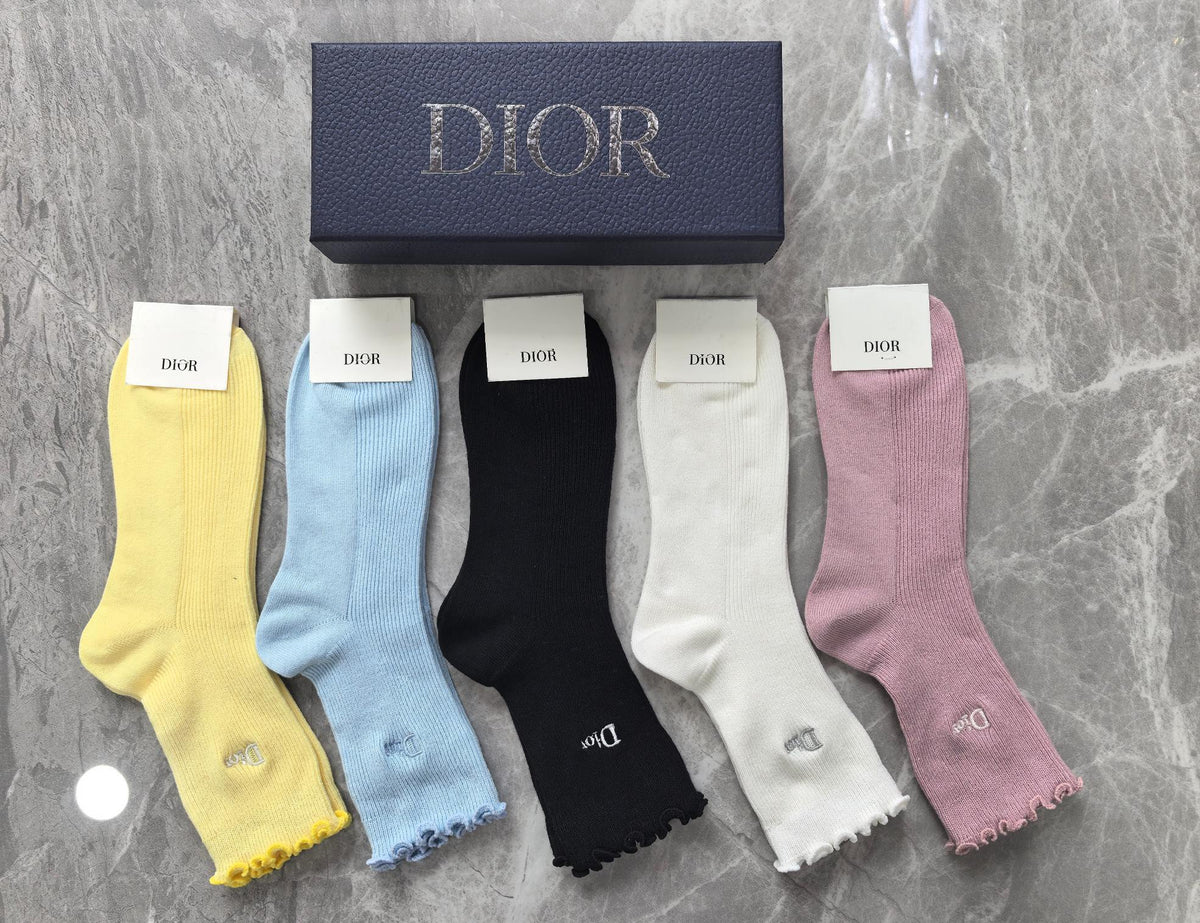 Dior pastel ribbed emblem crew socks - view 1