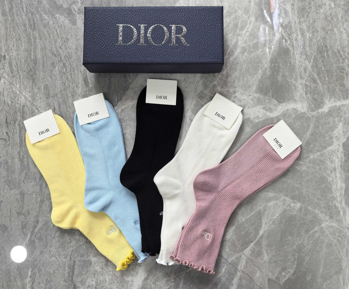 Dior pastel ribbed emblem crew socks - view 2