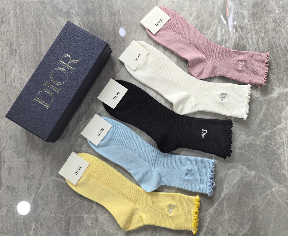 Dior pastel ribbed emblem crew socks - view 5