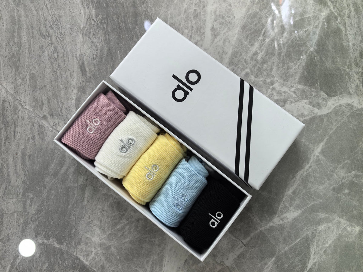 ALO Ribbed Crew Socks with Scalloped Cuffs and Small Logos - image 6