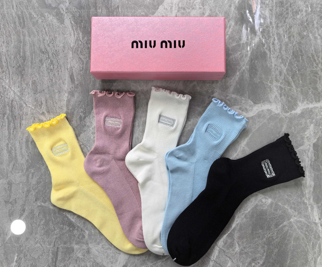 Miu Miu pastel scalloped edge crew socks, image 2