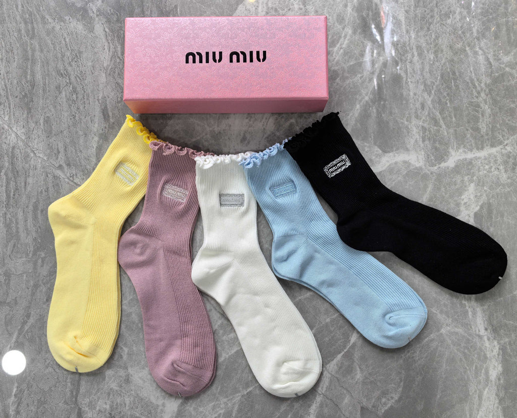 Miu Miu pastel scalloped edge crew socks, image 3