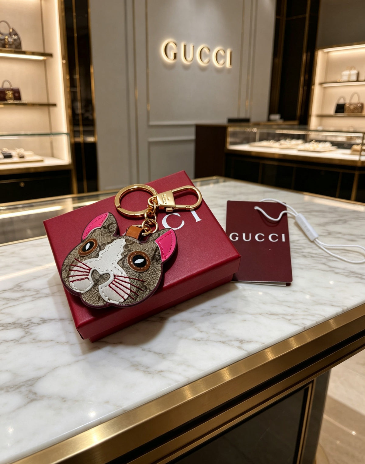 Gucci Interlocking G Key Gold-Tone Monogram Leather Keychain - album image 1