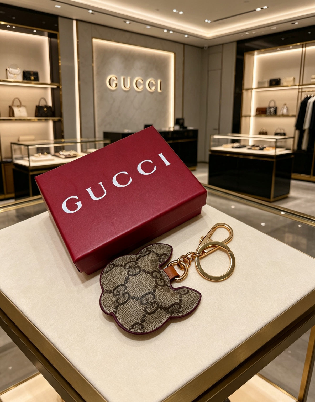 Gucci Interlocking G Key Gold-Tone Monogram Leather Keychain - album image 5