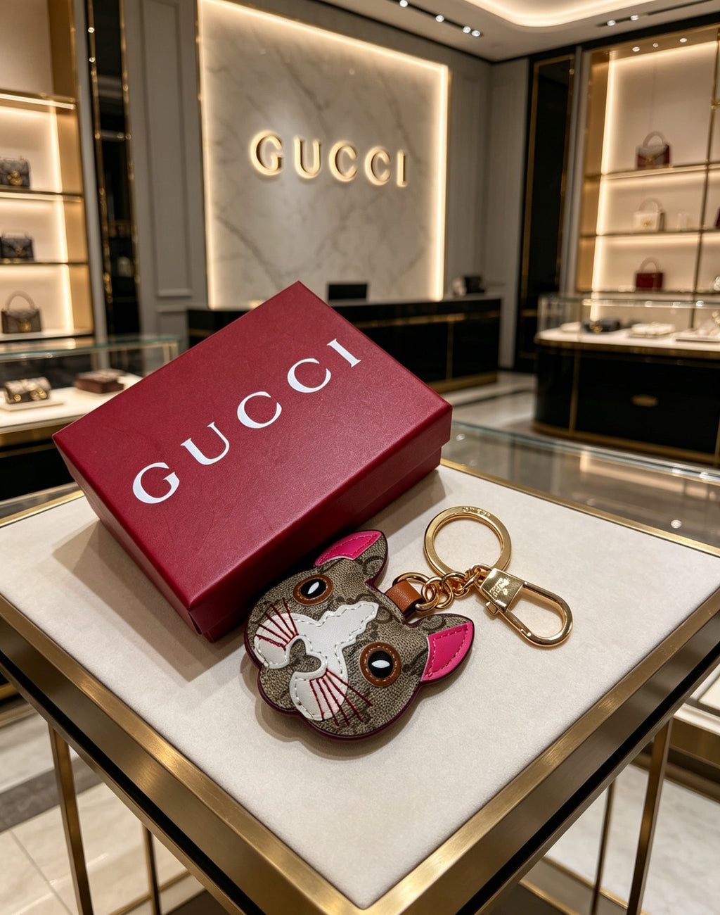 Gucci Interlocking G Key Gold-Tone Monogram Leather Keychain - album image 4