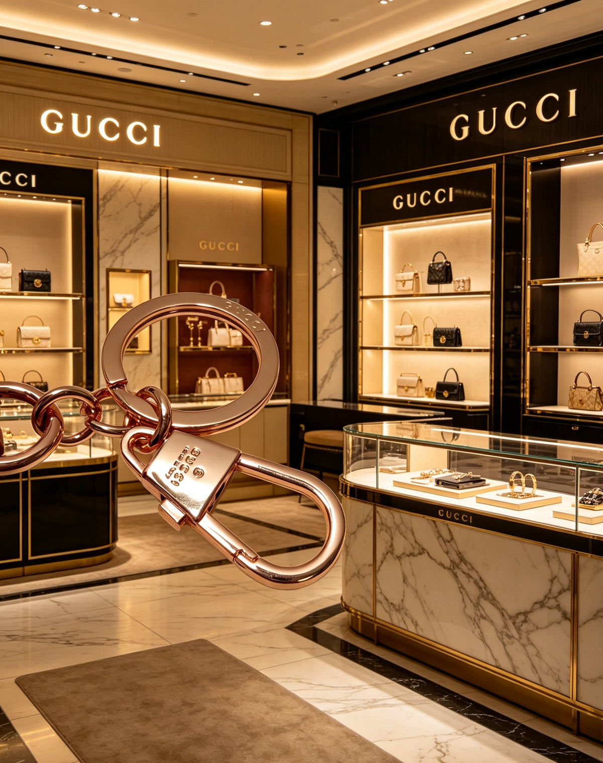 Gucci Interlocking G Key Gold-Tone Monogram Leather Keychain - album image 6