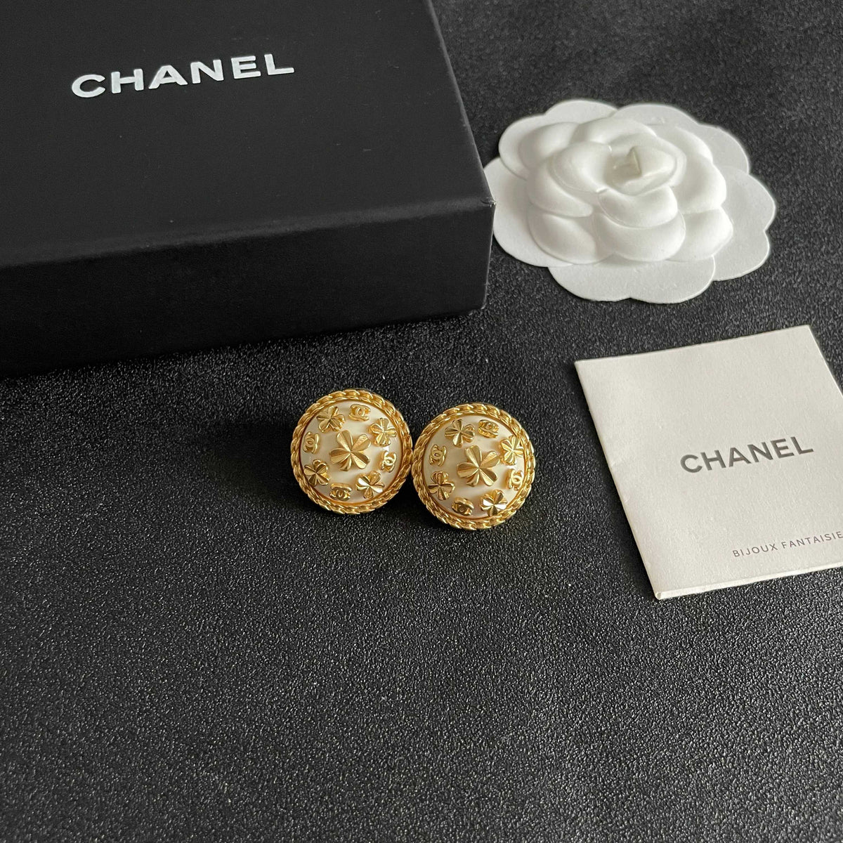 Chanel Interlocking C Camellia Stud Earrings - album image 6