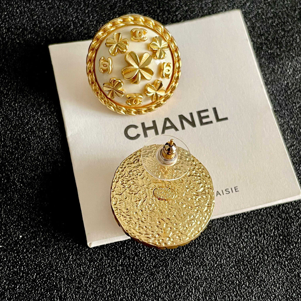 Chanel Interlocking C Camellia Stud Earrings - album image 7