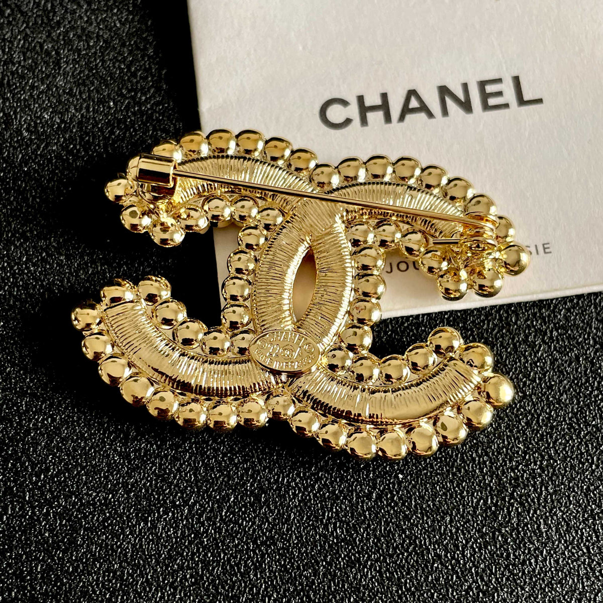 Chanel Gold-Tone Pearl CC Brooch - album image 7